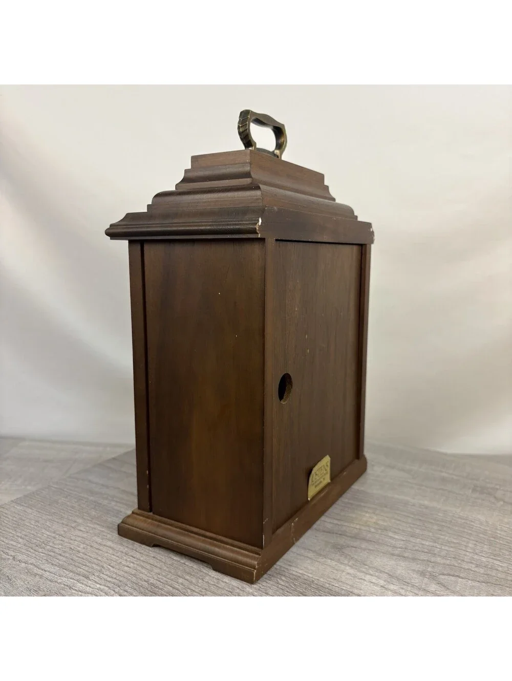Hermle Quartz Mantel Clock Walnut Case West Germany Gold Dial Roman Numerals